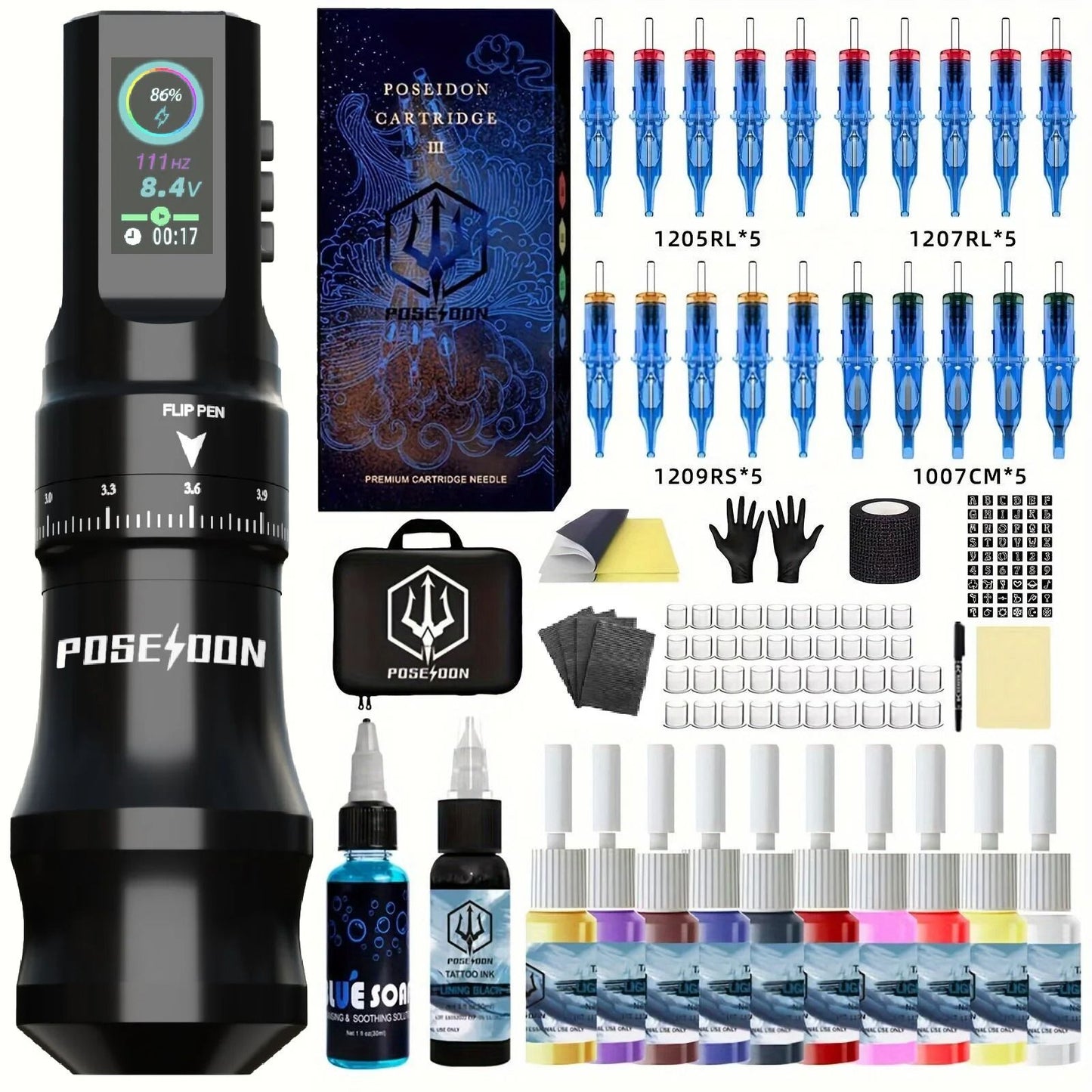 Professional Tattoo Pen Kit with Power Supply and Accessories