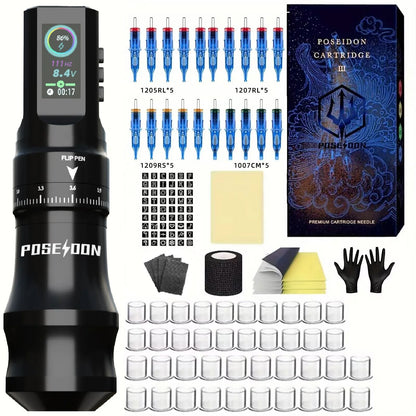 Professional Tattoo Pen Kit With Power Supply And Accessories 10