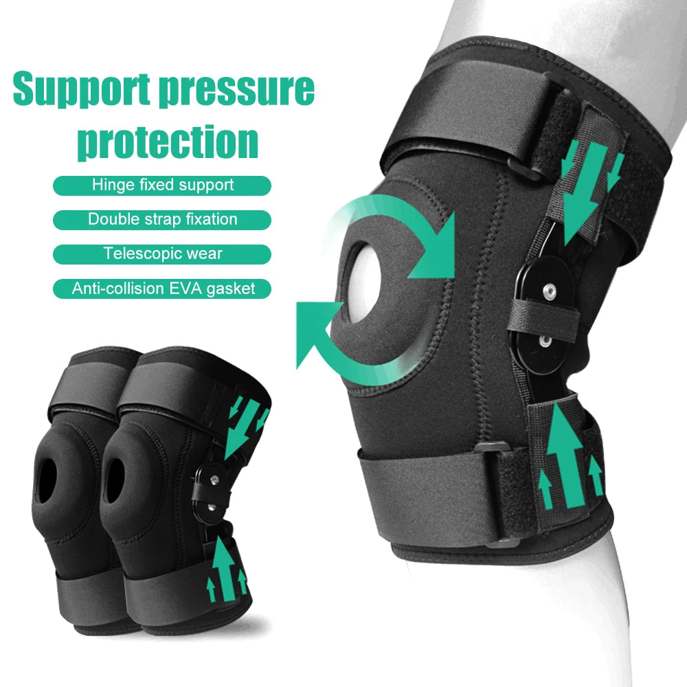 Knee Pad Support for Knee Joint, 1pc Adjustable Knee Brace with Side Stabilizers & Patella Gel Pads for Men & Women