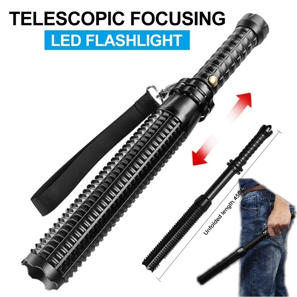 Baseball Bat Style LED Flashlight With Zoom And Self Defense Design 1
