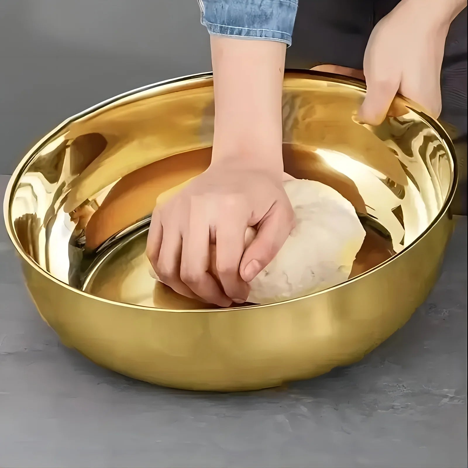 Large Stainless Steel Mixing Bowl, Heavy Duty for Kneading Dough, Washing Vegetables, and Preparing Salads