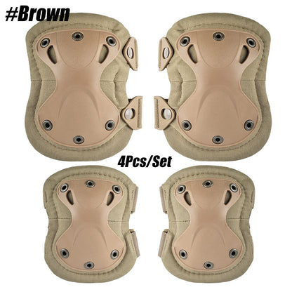 Lightweight Knee & Elbow Pads Set, Military Grade Combat Protection for Airsoft Skateboarding with Adjustable Strap