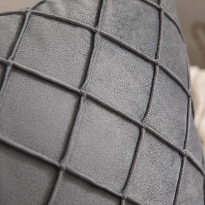 Nordic Dark Gray Velvet Cushion Covers Plaid Pillowcases Decorative Pillow Covers for Sofa and Home Decor