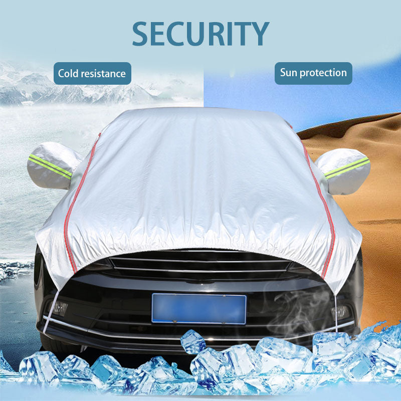 Universal Half Car Cover, Waterproof Outdoor Cover for SUV Sedan, Oxford Fabric with UV Protection, Dustproof, Snowproof