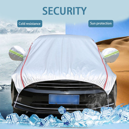 Universal Half Car Cover, Waterproof Outdoor Cover for SUV Sedan, Oxford Fabric with UV Protection, Dustproof, Snowproof
