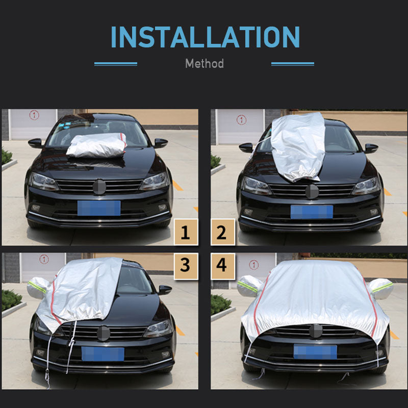 Universal Half Car Cover, Waterproof Outdoor Cover for SUV Sedan, Oxford Fabric with UV Protection, Dustproof, Snowproof