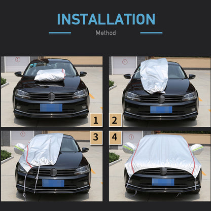 Universal Half Car Cover, Waterproof Outdoor Cover for SUV Sedan, Oxford Fabric with UV Protection, Dustproof, Snowproof