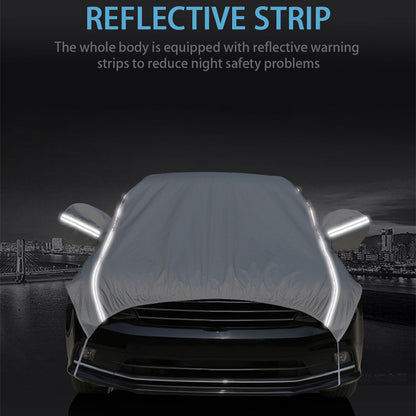 Universal Half Car Cover, Waterproof Outdoor Cover for SUV Sedan, Oxford Fabric with UV Protection, Dustproof, Snowproof