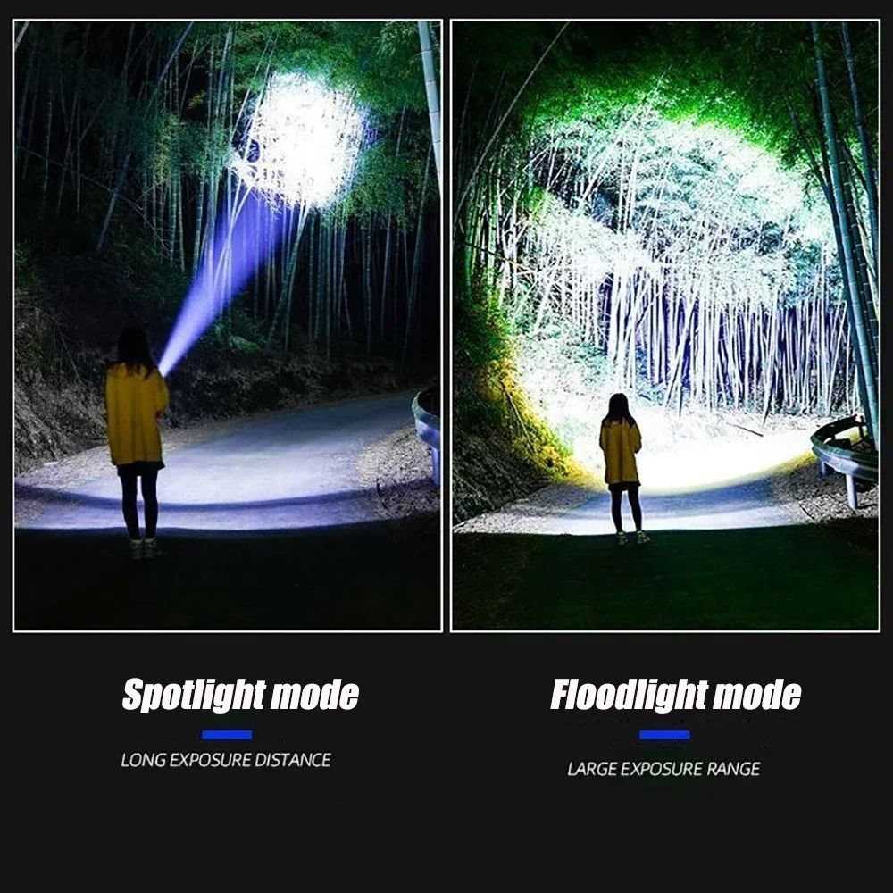 Ultra Bright Rechargeable LED Flashlight With 15000mAh Battery And Tail Light 6