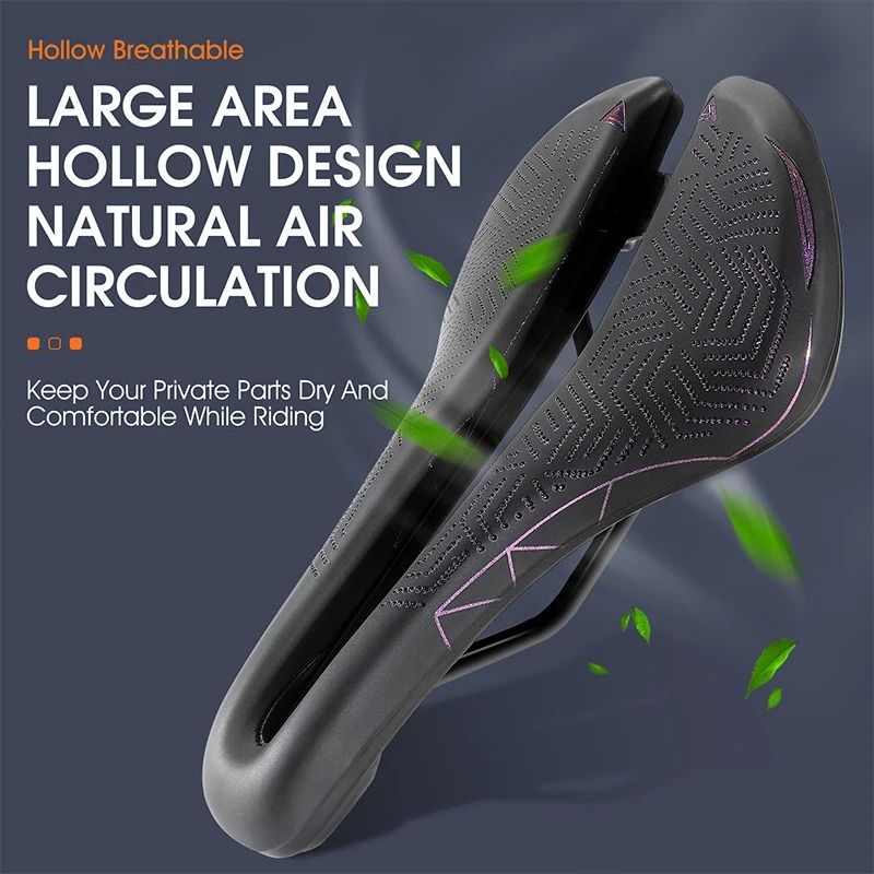 Hollow Bicycle Saddle with Shock Absorption and Waterproof PU Cushion