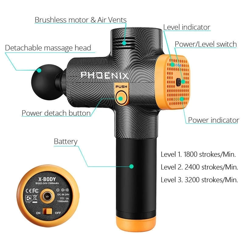 Deep Phoenix A2 Body Massager for Muscle & Back Pain Relief, Exercising, Relaxing, Slimming Shaping Massage Gun
