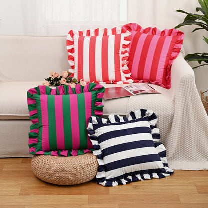 Striped Lace Velvet Pillowcase Soft Cushion Covers Luxury Cozy Pillowcases for Couch Bedroom Living Room Home Decoration