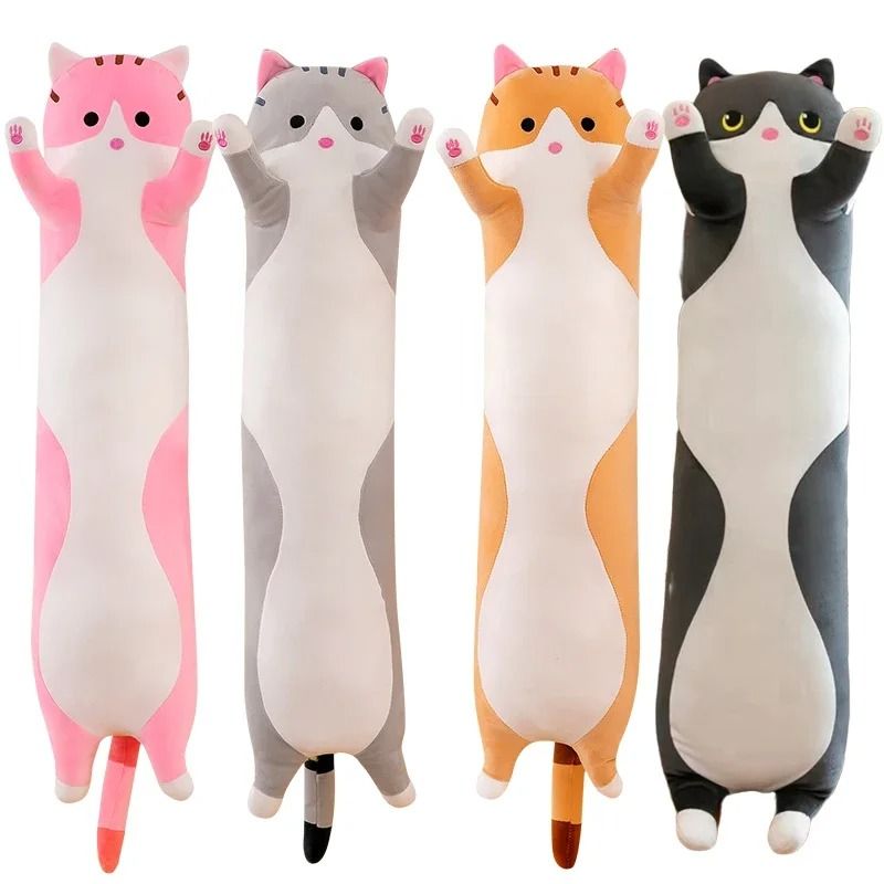 Long Cat Plush Pillow Soft Sleeping Plushie Doll