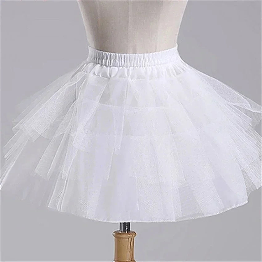 White Crinoline Underskirt for Girls, Hoopless Petticoat, 3 Layer Tutu for Flower Girl Dresses, Formal Dress, Kids Child