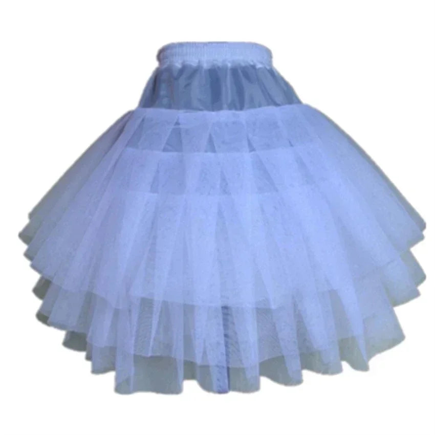 White Crinoline Underskirt for Girls, Hoopless Petticoat, 3 Layer Tutu for Flower Girl Dresses, Formal Dress, Kids Child