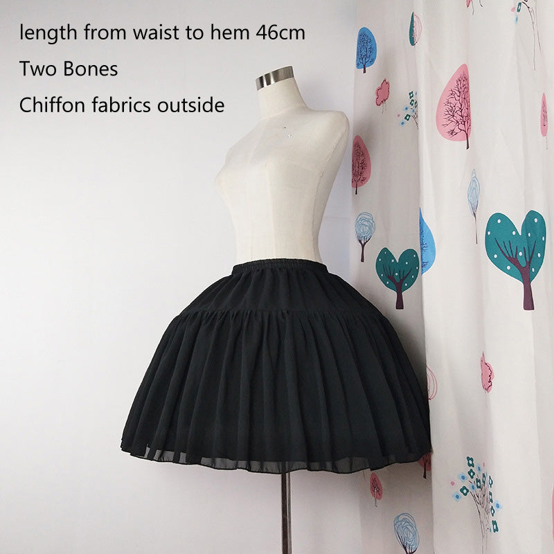Short Ball Gown Underskirt, Lolita Petticoat for Cosplay, Rockabilly Crinoline with Two Bones, Ballet Tutu Puffy Slip