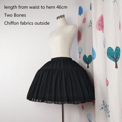Short Ball Gown Underskirt, Lolita Petticoat for Cosplay, Rockabilly Crinoline with Two Bones, Ballet Tutu Puffy Slip