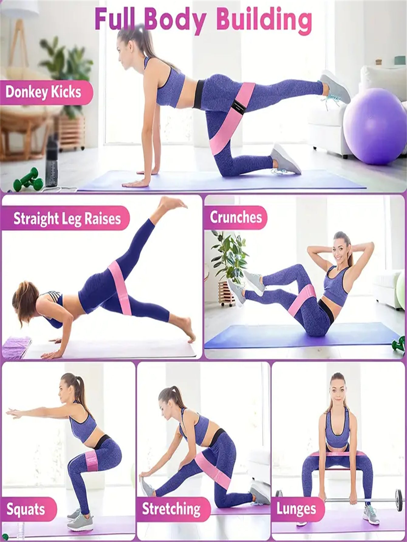 Yoga Elastic Resistance Bands, Pilates, Band For Booty Legs Workout, Exercise Stretch Flex