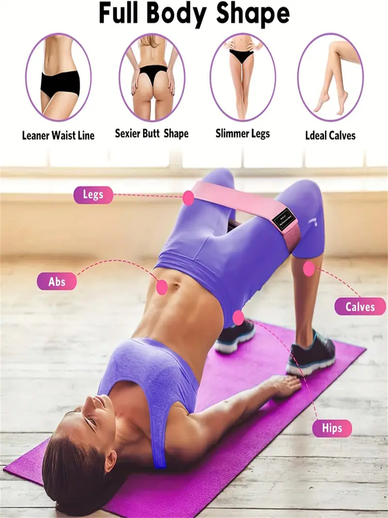 Yoga Elastic Resistance Bands, Pilates, Band For Booty Legs Workout, Exercise Stretch Flex