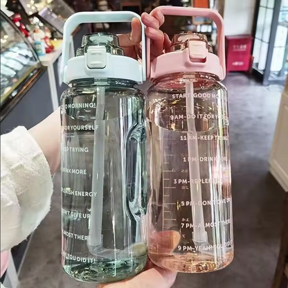 Straw Plastic Water Bottle Large Portable Travel Bottle Sports Fitness Cup High Value Big Fat Cup Adult Universal