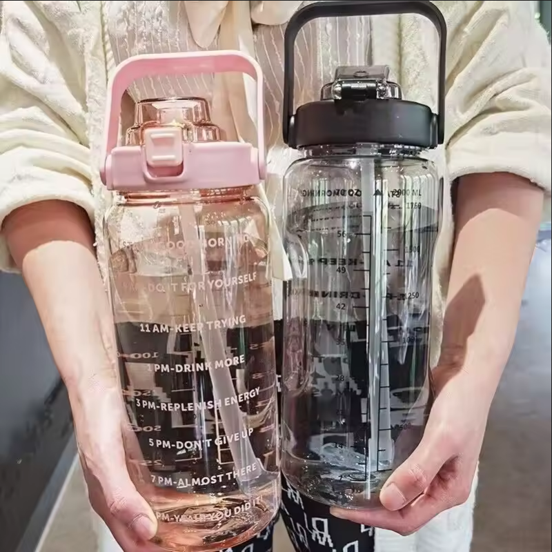 Straw Plastic Water Bottle Large Portable Travel Bottle Sports Fitness Cup High Value Big Fat Cup A 1