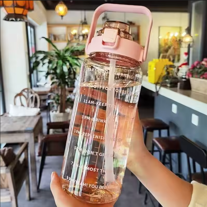 Straw Plastic Water Bottle Large Portable Travel Bottle Sports Fitness Cup High Value Big Fat Cup A 3
