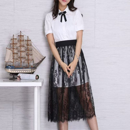 Soft Flower Lace Underskirt Anti Glare Safety Slip For Cheongsam 75cm Loose Lining Petticoat For Wo 3