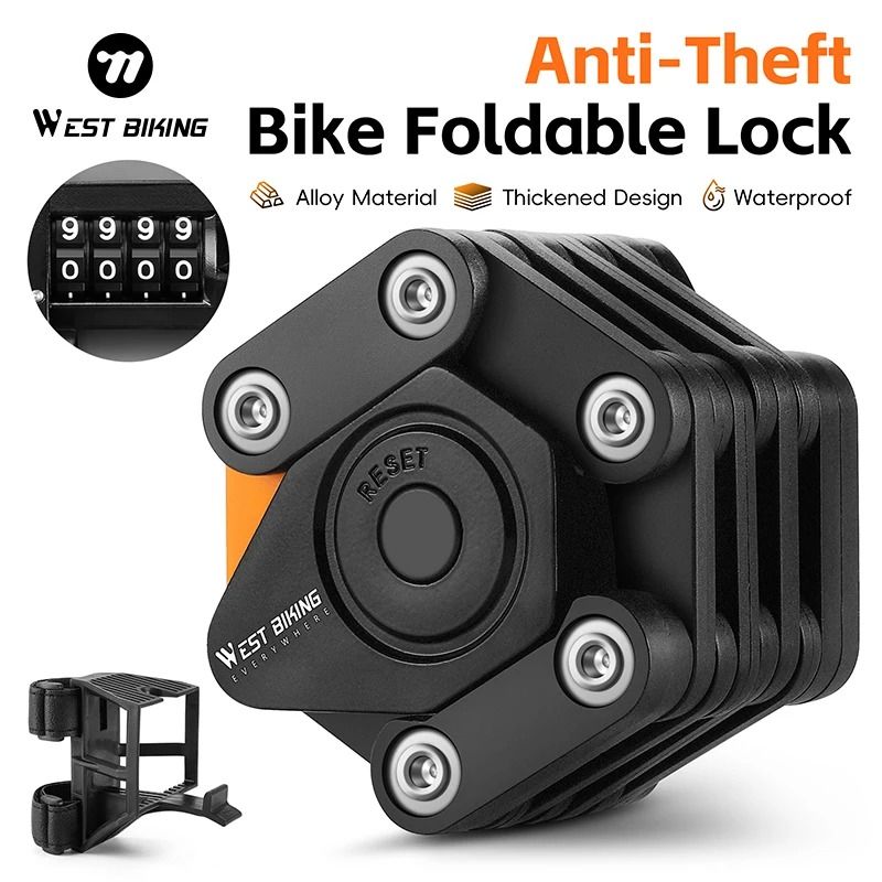 WEST BIKING Bicycle Folding Lock 4 Digit Combo Anti Theft Lock for E Bike Scooter