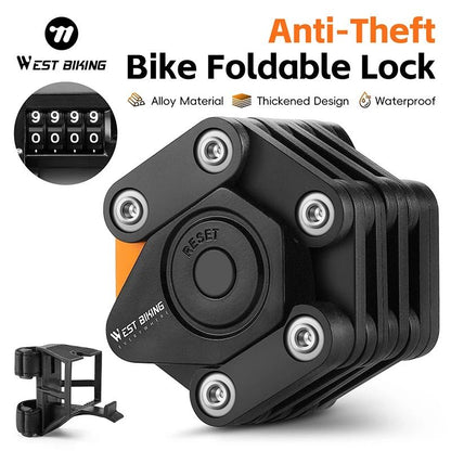 WEST BIKING Bicycle Folding Lock 4 Digit Combo Anti Theft Lock for E Bike Scooter