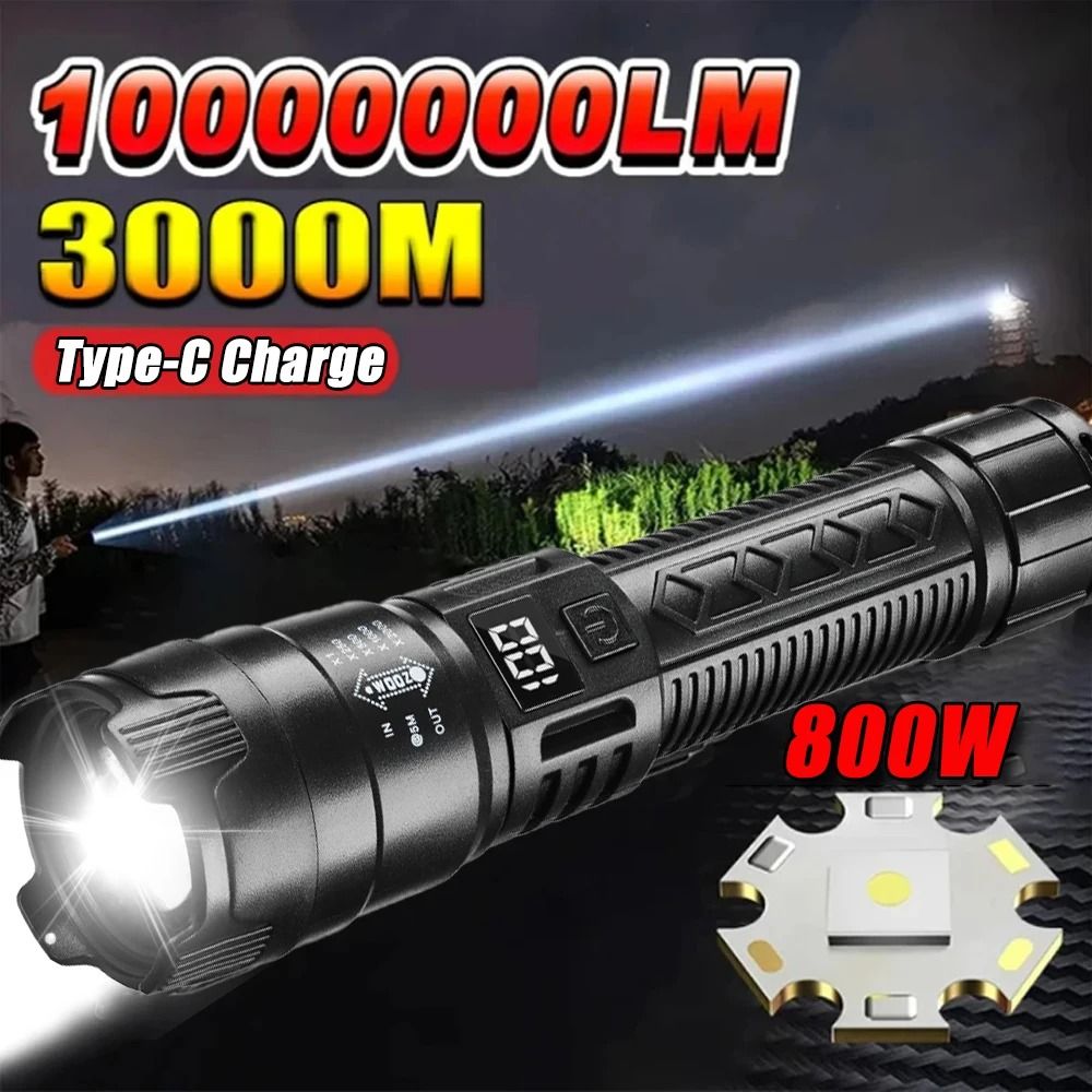 High Power Rechargeable LED Flashlight with Built-in Battery