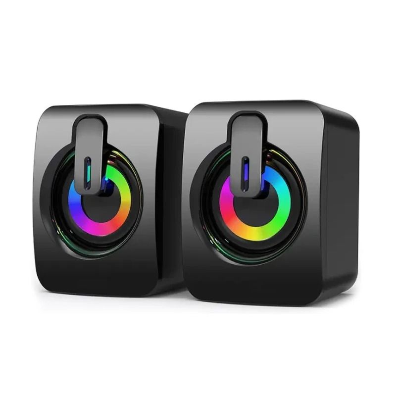 USB Wired Computer Speakers With HiFi Stereo Sound LED Light And Microphone 5