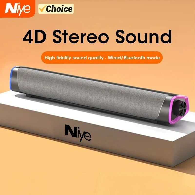 4D Computer Speaker Bar with Stereo Sound, Bluetooth 5.0, and Subwoofer