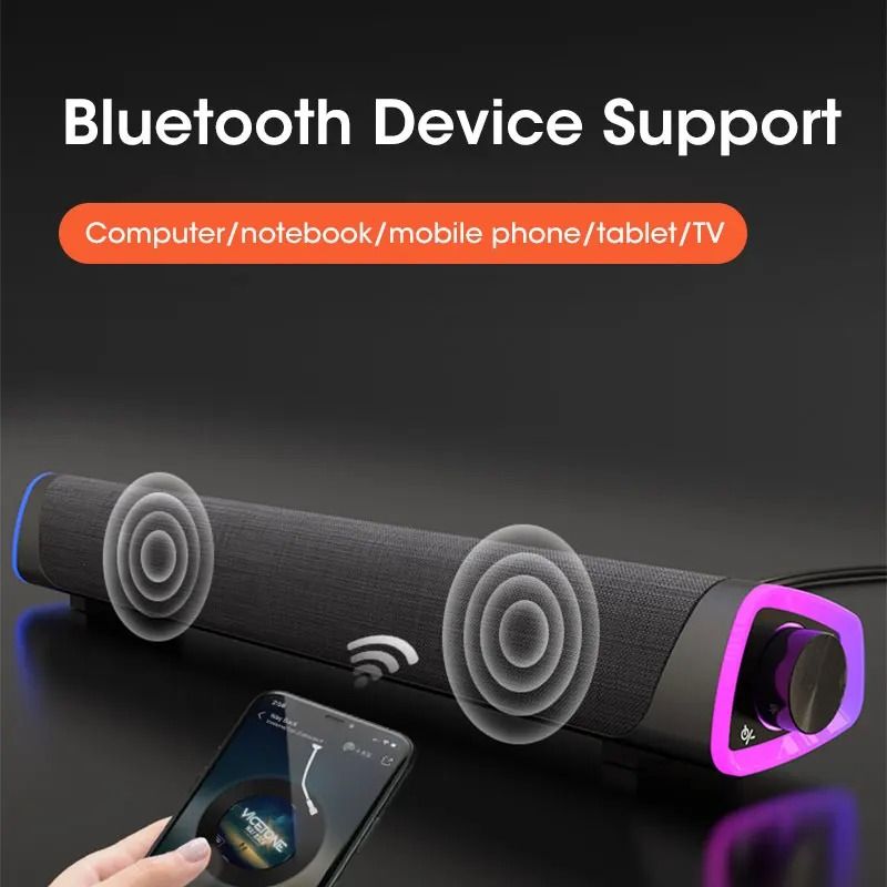 4D Computer Speaker Bar With Stereo Sound Bluetooth 50 And Subwoofer 4