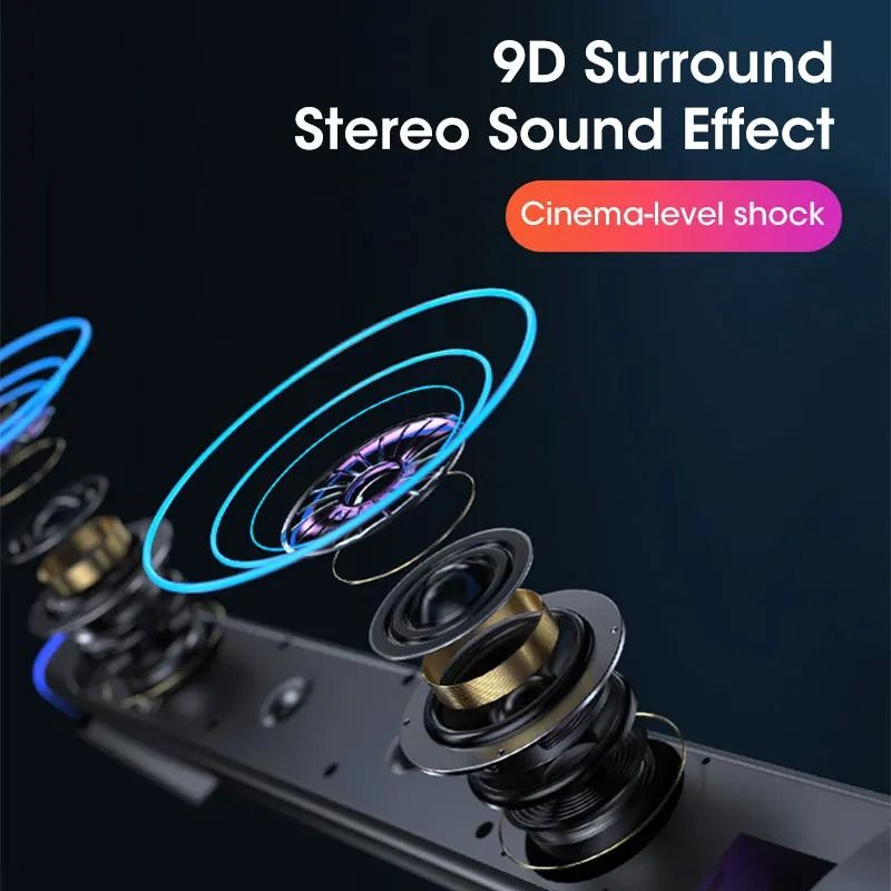4D Computer Speaker Bar With Stereo Sound Bluetooth 50 And Subwoofer 5