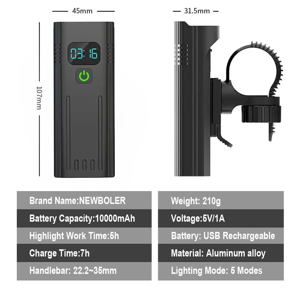 4800 Lumen USB Rechargeable Bicycle Light With 10000mAh Battery And Rainproof Design 2