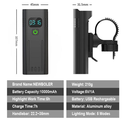 4800 Lumen USB Rechargeable Bicycle Light With 10000mAh Battery And Rainproof Design 2