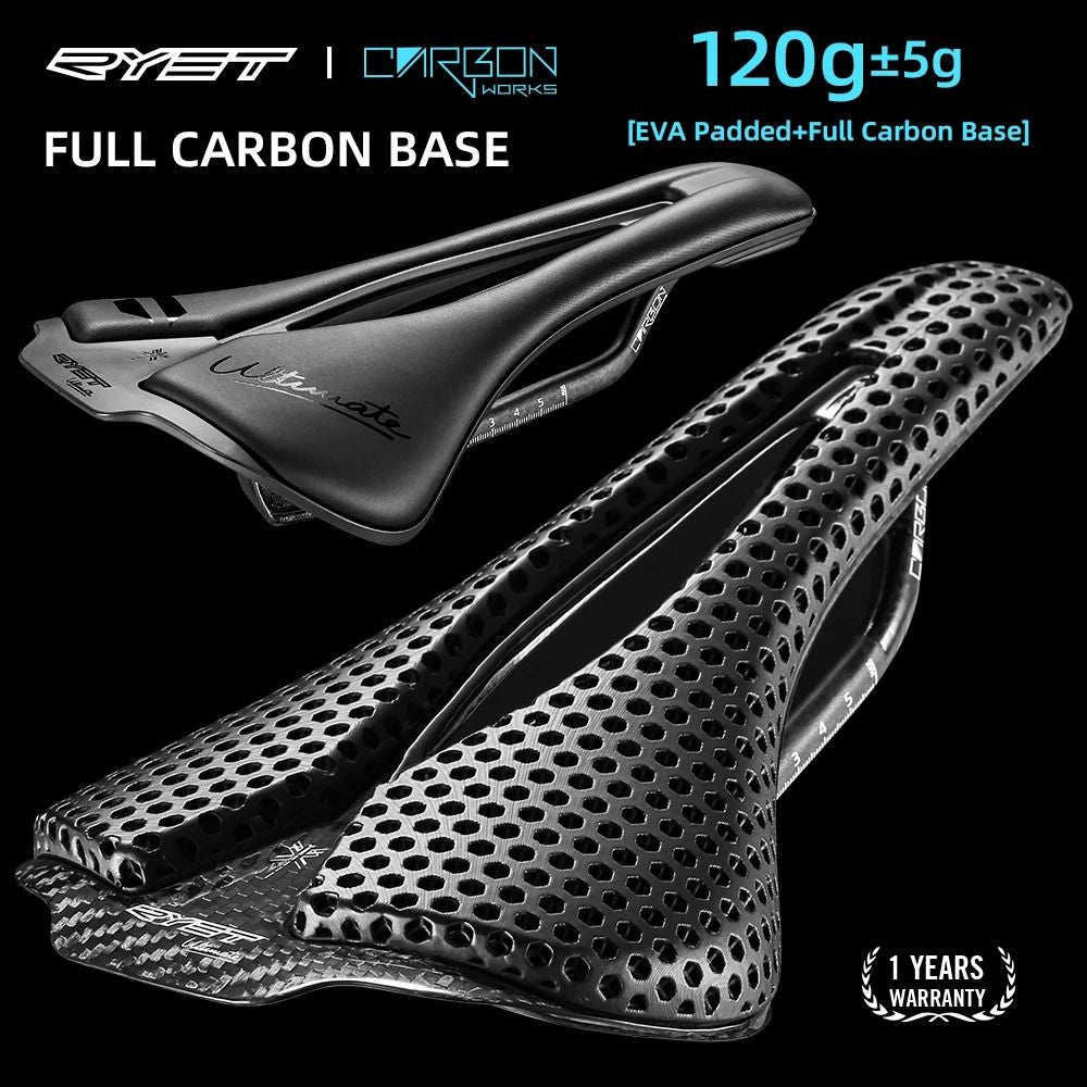3D Printed Ultralight Bicycle Saddle with Carbon and Cr-Mo Rail Options