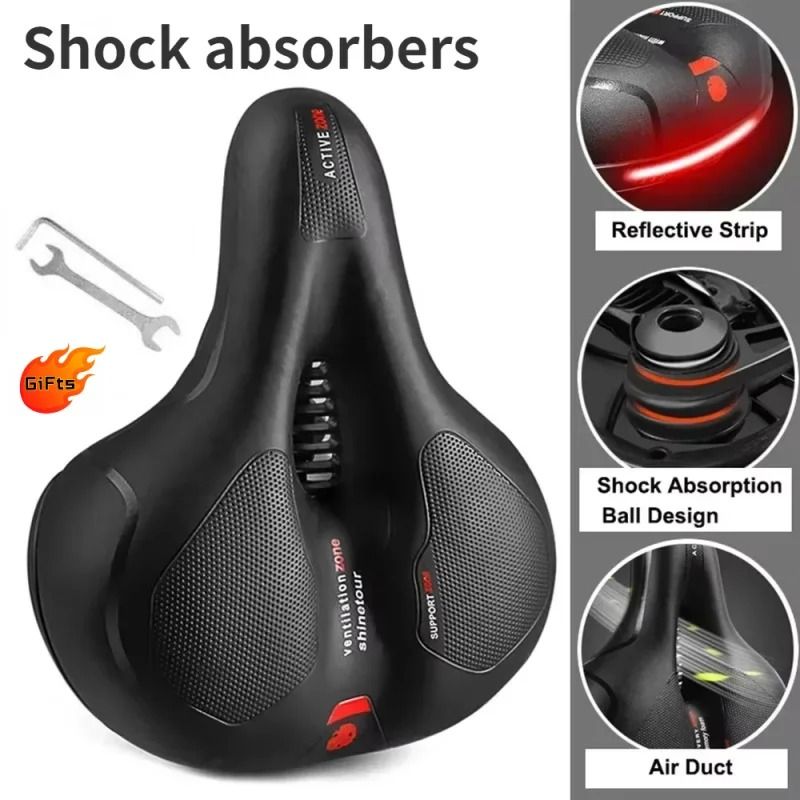 Hollow Breathable Bicycle Saddle With Shock Absorption And Safety Warning Light 6