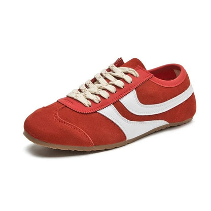 Womens Retro German Training Sneakers Genuine Leather Flat LaceUp Shoes 4