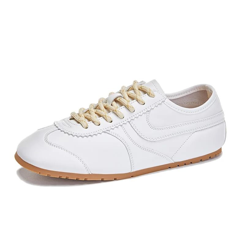 Womens Retro German Training Sneakers Genuine Leather Flat LaceUp Shoes 8