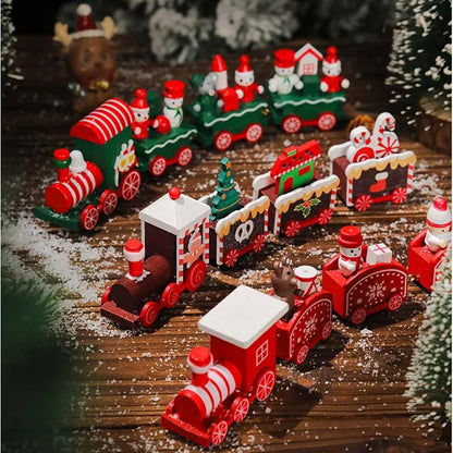 Christmas Wood Train Decoration Moving Ornament Home Holiday Gifts
