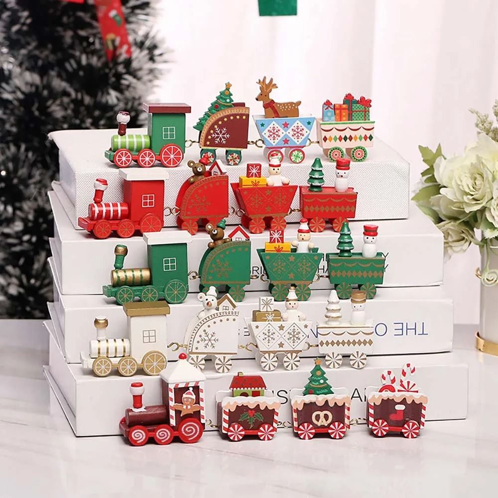 Christmas Wood Train Decoration Moving Ornament Home Holiday Gifts 1