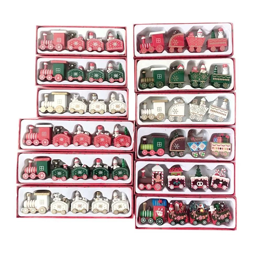 Christmas Wood Train Decoration Moving Ornament Home Holiday Gifts 2