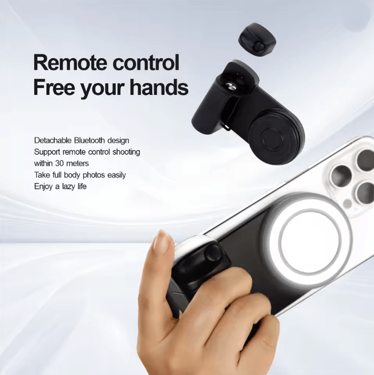 Magnetic Smartphone Handle Grip With Bluetooth Remote And Fill Light For Steady Photos 3