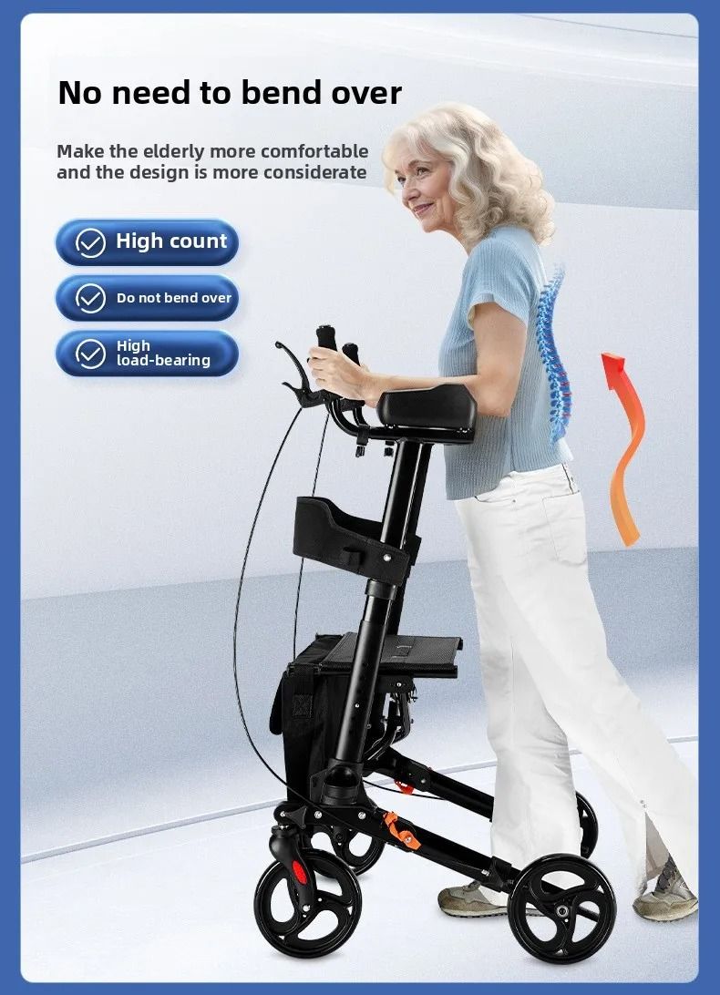 Adjustable Walker Aid with Arm Support Rehabilitation Rollator Cart for Elderly