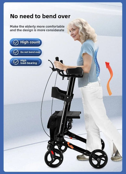 Adjustable Walker Aid with Arm Support Rehabilitation Rollator Cart for Elderly