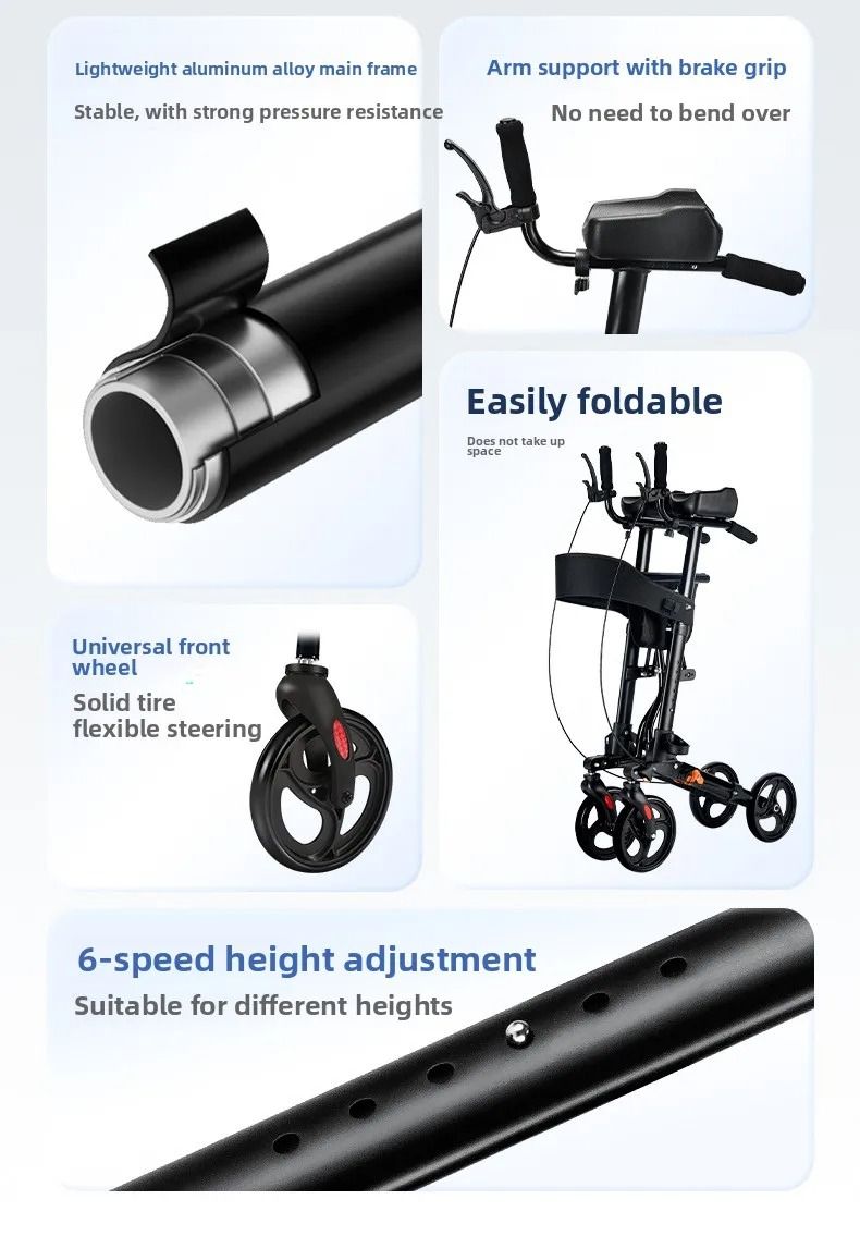 Adjustable Walker Aid With Arm Support Rehabilitation Rollator Cart For Elderly 3