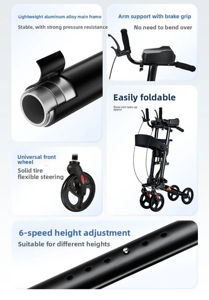 Adjustable Walker Aid With Arm Support Rehabilitation Rollator Cart For Elderly 3