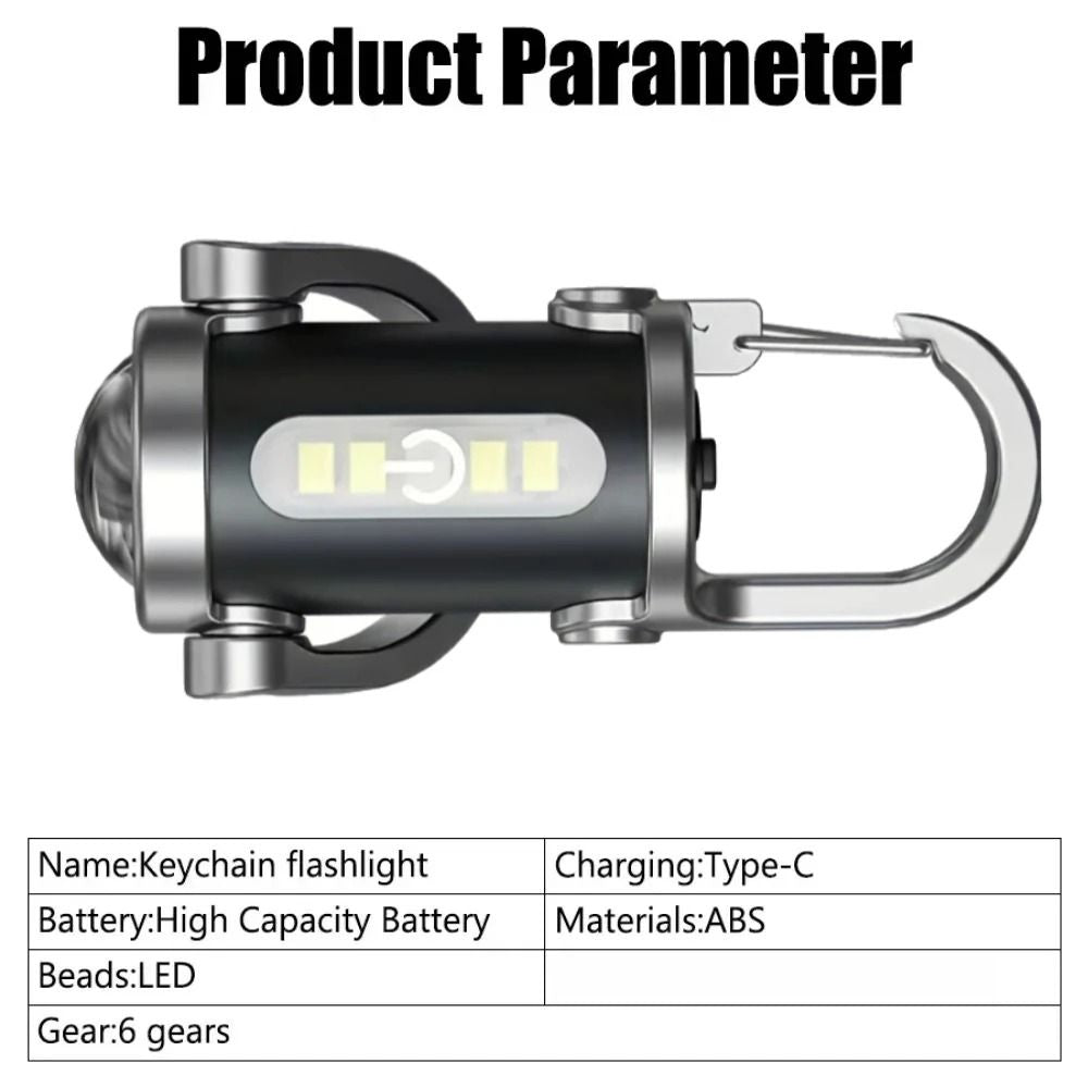 Mini COB LED Keychain Flashlight USB Rechargeable Waterproof Pocket Lamp 4
