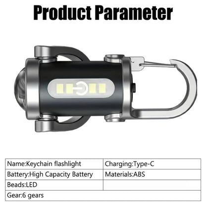 Mini COB LED Keychain Flashlight USB Rechargeable Waterproof Pocket Lamp 4